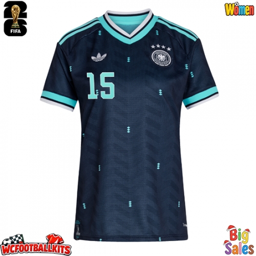 Germany Nico Schlotterbeck #15 Replica Away Stadium Shirt for Women World Cup 2026 Short Sleeve